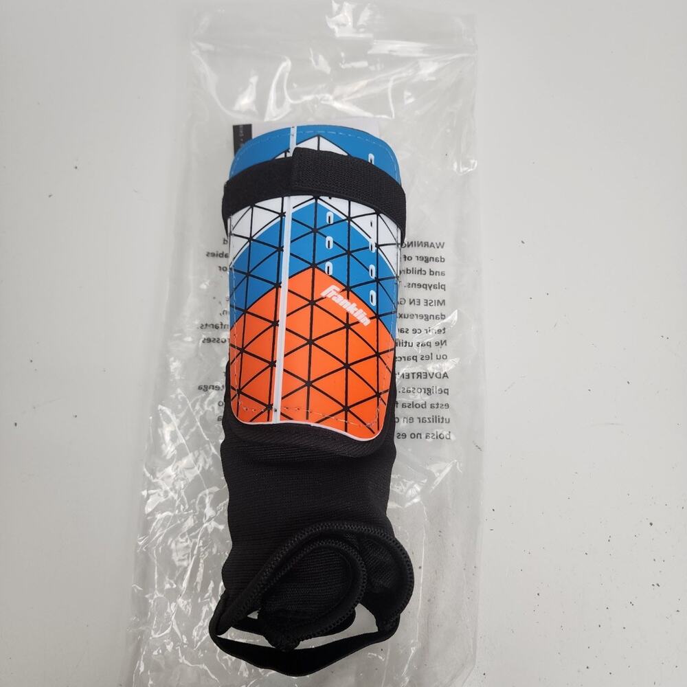 Franklin Sports Field Master Blue & Orange Soccer Shin Guards 2pk Size M